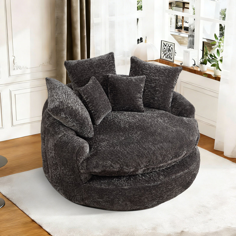 Chaise de canapé ronde surdimensionnée de 55 pouces sans os, fauteuil d'appoint simple rembourré doux pour le salon chambre à coucher