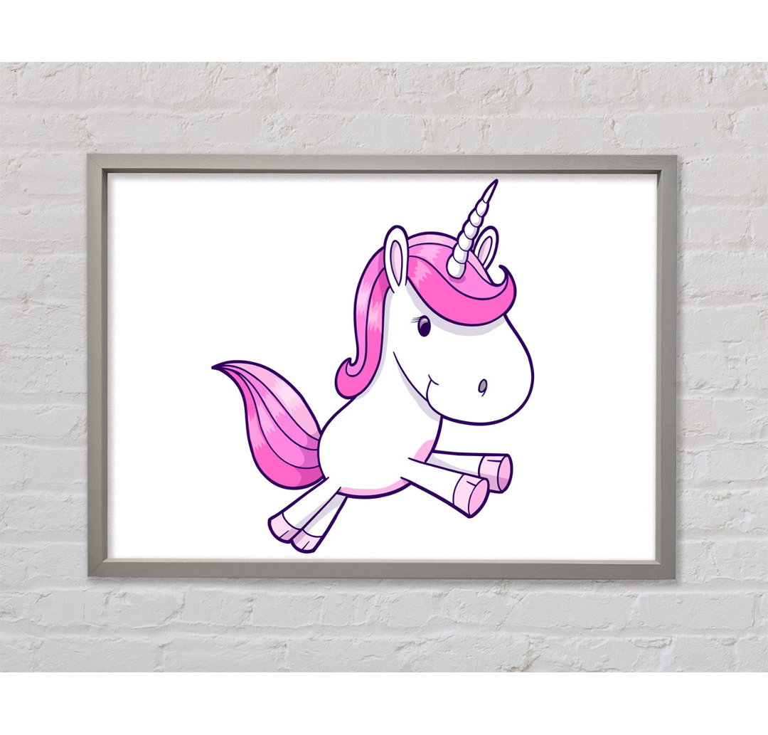 Gerahmtes Leinwandbild Leaping Unicorn Pink