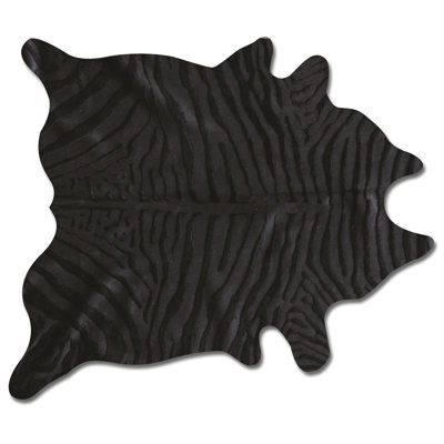 Khanna 6' X 7' Black Cowhide Handmade Area Rug