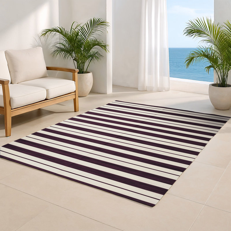 HorizontalStripes Beige Indoor and Outdoor Area Rug, Rectangle 2' x 3'