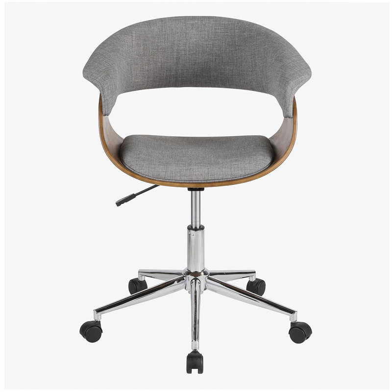 Chaise de bureau en bois de noyer et tissu gris clair