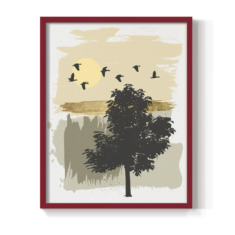 «LeavingHome», reproduction encadrée - bois massif, H 11 po x l 9 po, Rouge