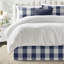 Jupe de lit en coton indigo / ivoire Walker Buffalo-109715422-109715418