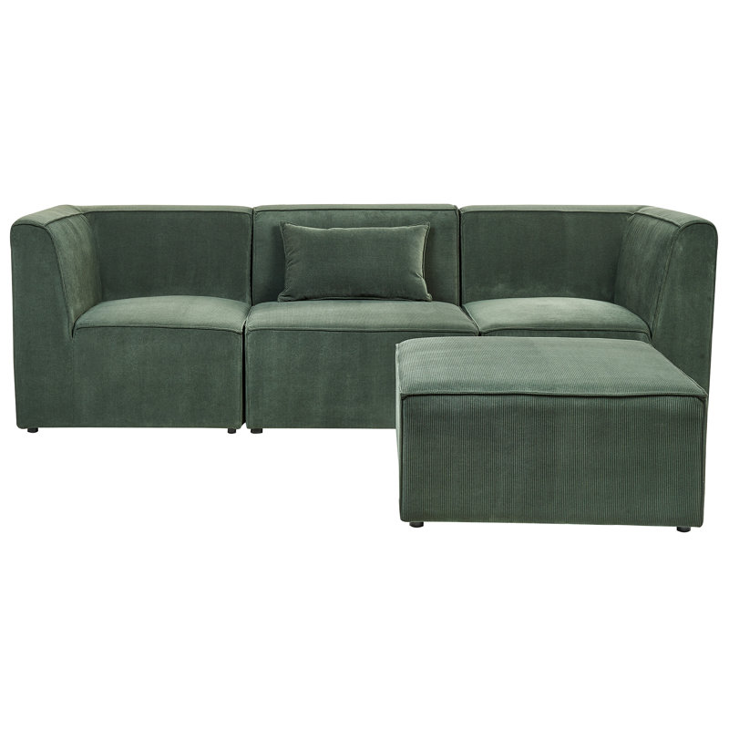 Caryna 3 Seater Corduroy Sofa, Green