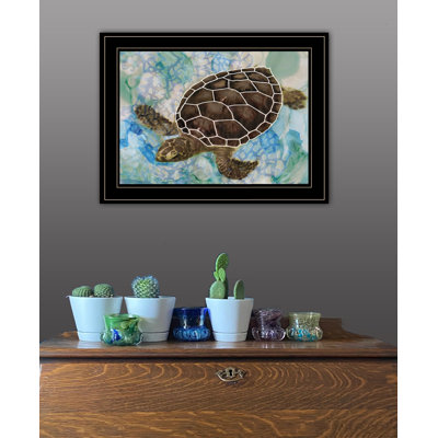 Sea Turtles Collage II Framed Wall Art for Living Room, Home Wall Decor By Stellar Design Studio