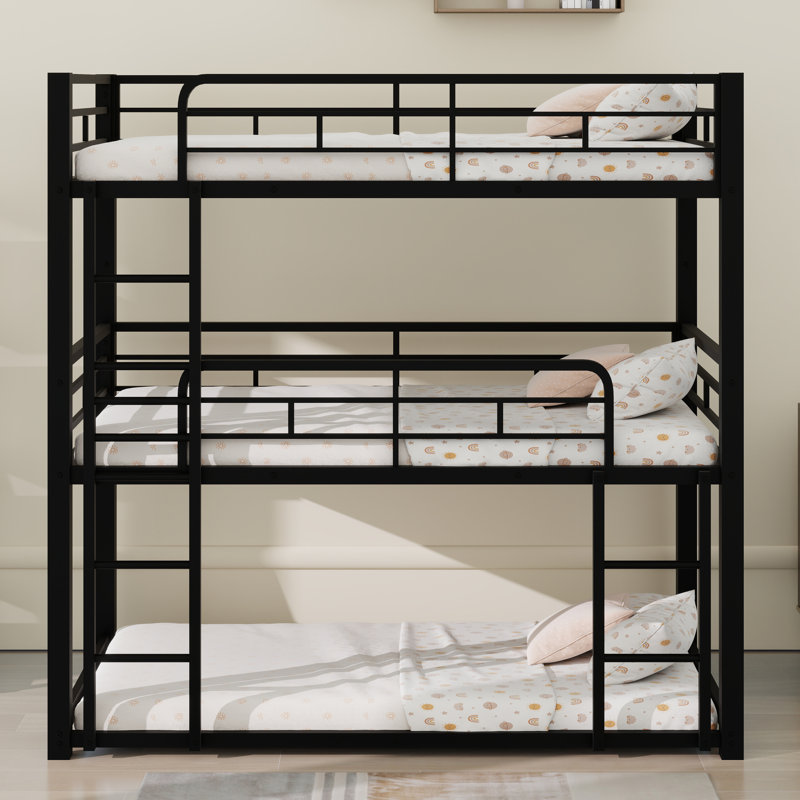 Metal Triple Bunk Bed, Black