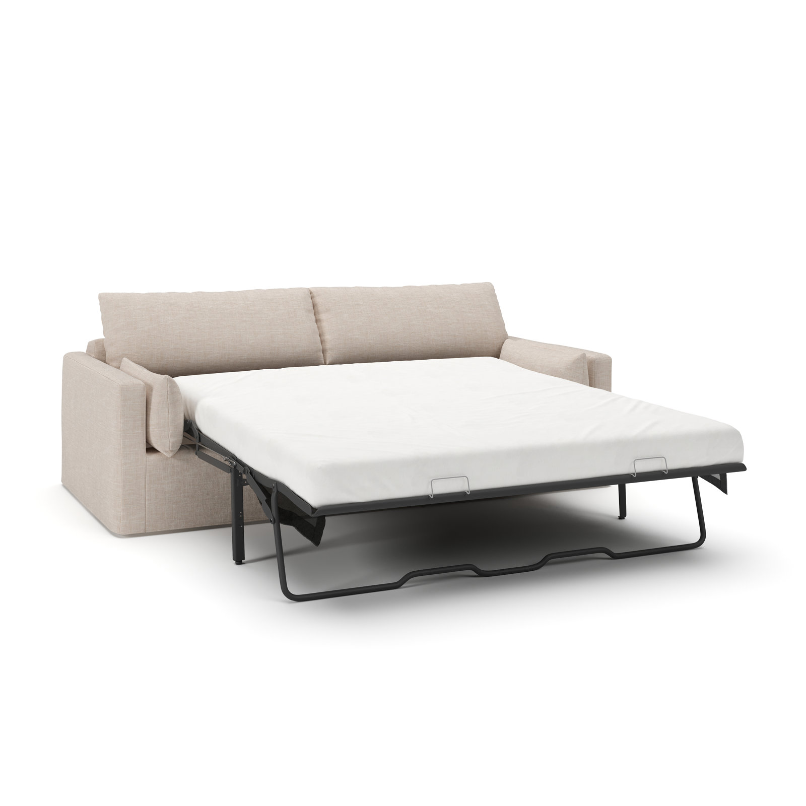 Luna Slipcovered Queen Sleeper Sofa, Lena Sand Performance Linen Blend