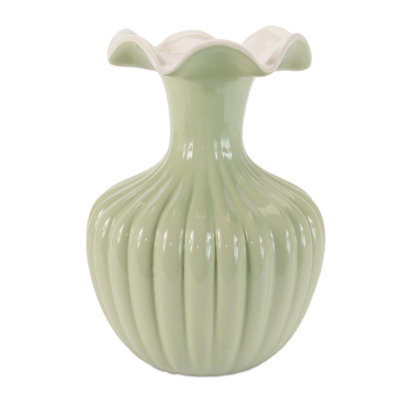 Vase festonné festonné en dolomite 8 "H