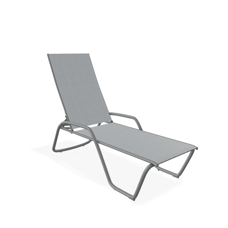 Outdoor Rust-Resistant Metal Chaise Lounge, Textured Graphite, Boulder