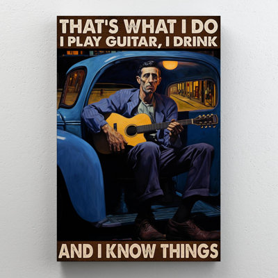 «Man I Play Guitare I Drink», reproduction sur toile
