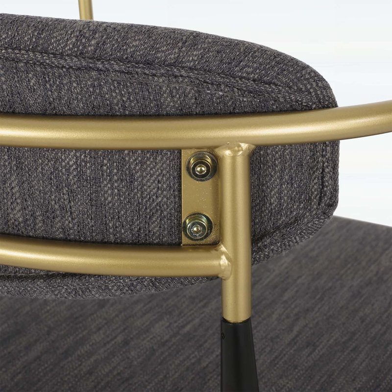 Ensemble de 2 tabourets de bar confortables en tissu gris avec pieds en fer et capacité de poids élevée pour les îlots de cuisine modernes