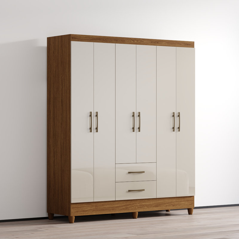 Armoire Panama 60,2 "avec tablettes réglables, tringle, Naturel / Blanc