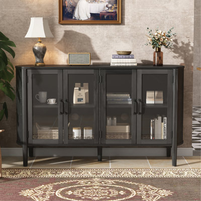 Storage Cabinet In The Entrance To The Living And Dining Room, Large Size, 34 Doors, Stylish Style, Black