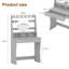 Tamme Dressing Table with Round Mirror, 80x40x140cm 3 Colors LED Light Vanity Table-466833561