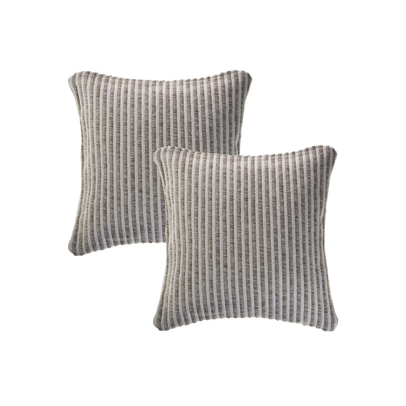 Mineo Beige/Cream Transitional Striped 100% Cotton Throw Pillow Cover