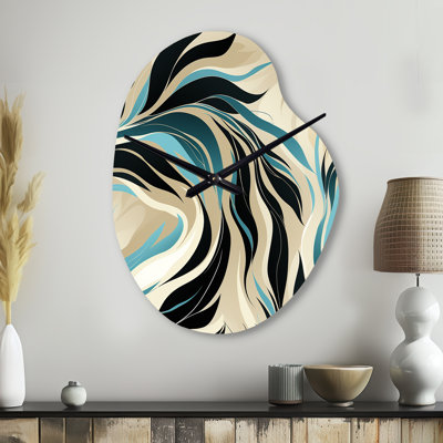 Teal And Cream Natures Whispers - Pear Shape Unique Abstract Wall Clock