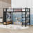 Loft Bed with Wardrobe, Storage Shelves and Pegboard