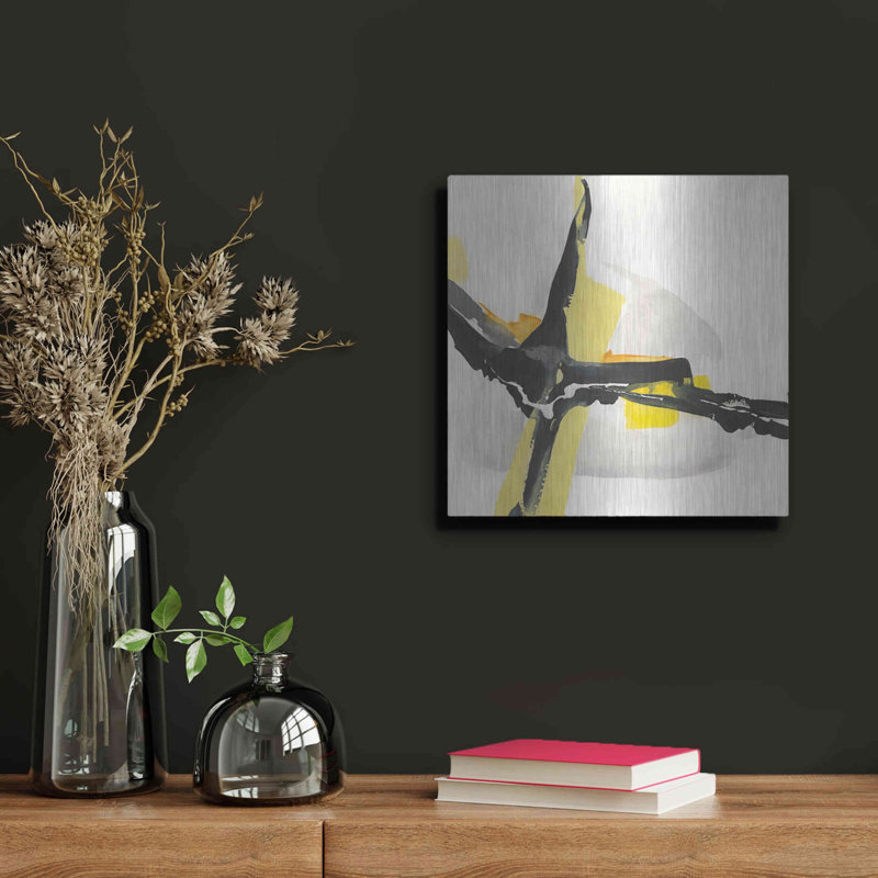 Ivy Bronx «Creamy Yellow I» par Chris Paschke, art mural en métal, H 12 po x l 12 po