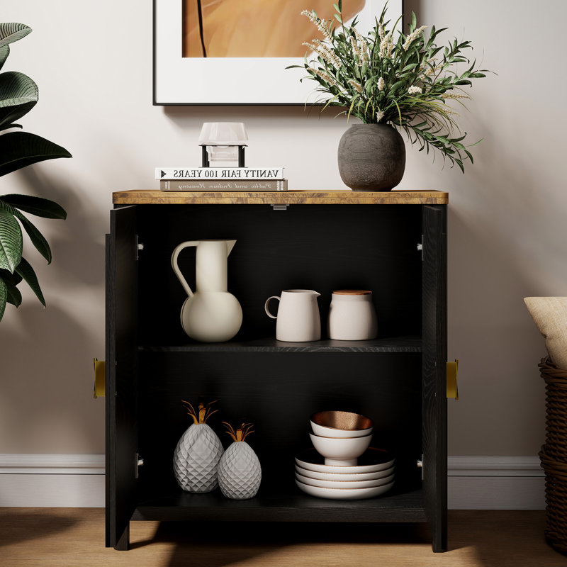 31.5" Accent Cabinet With Adjustable Shelves, Black