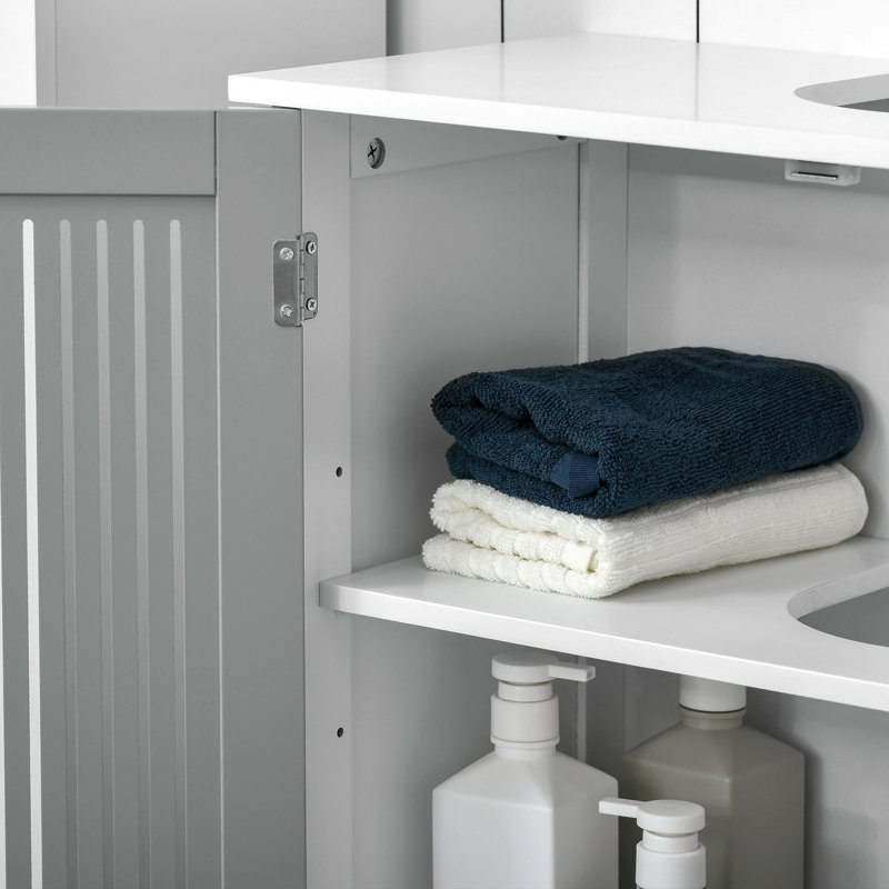 Armoire sous-lavabo moderne avec 2 portes Kleankin, Blanc / gris
