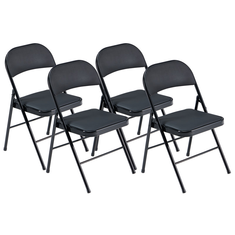 Ensemble de 4 chaises pliantes rembourrées noires, l 15,7 po x P 17,7 po x H 30,3 po, pour chaises d'invité pliables en acier