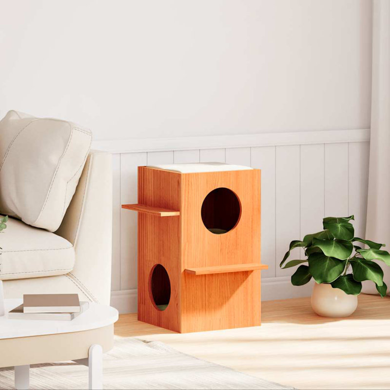 60cm H Cat Tree, Wax Brown