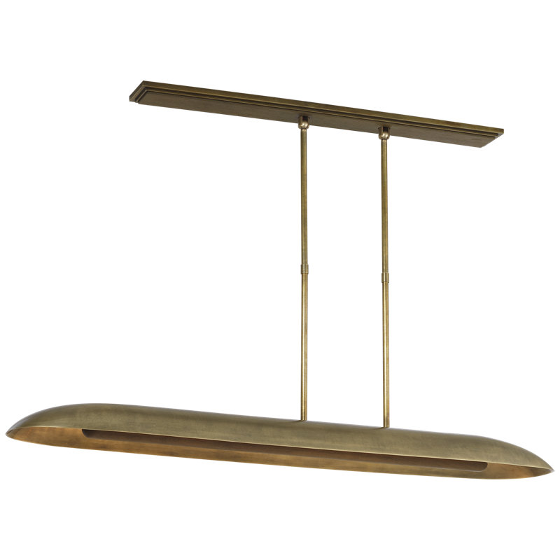 Anne-Marie Barton Remi 60" Linear Pendant, Mottled Brass and Warm Walnut
