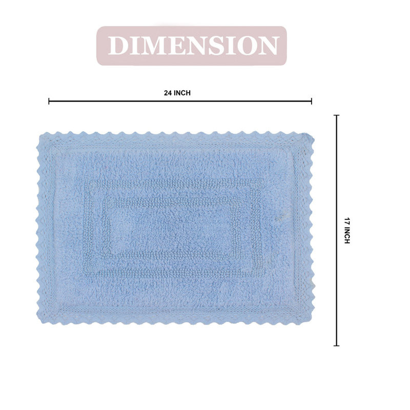 Tapis de bain réversible 100% coton Opulent Bathmat, l 17 po x L 24 po, bleu