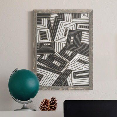 Toile abstraite encadrée de qualité abstraite Maze IV - prête à être suspendue