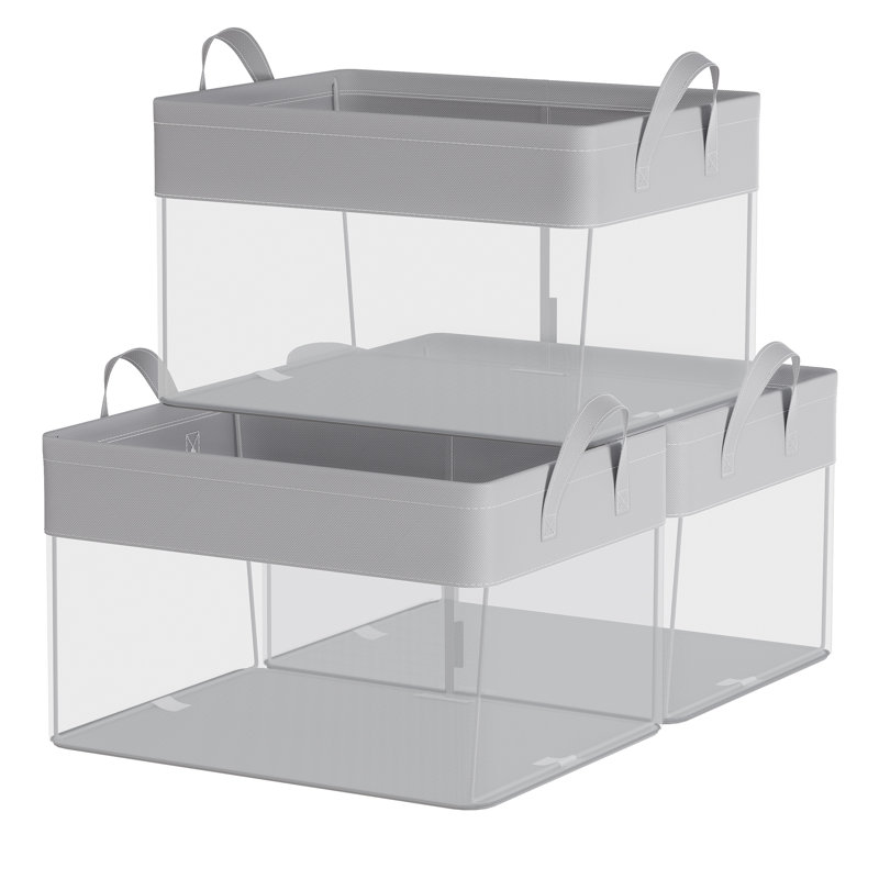 17 Stories Fabric Decorative Bin, Grey, 25 cm H x 40 cm W x 30 cm D