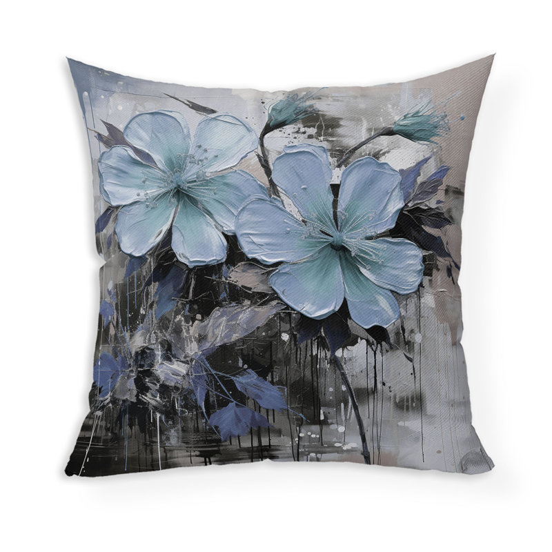 Coussin décoratif floral intérieur / extérieur Floral Geo Paint, Brun/vert, H 26 po x l 26 po