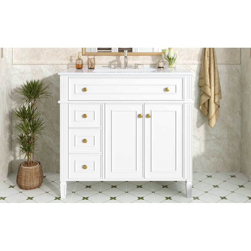 36 Inch Bathroom Vanity with Sink, White, 36