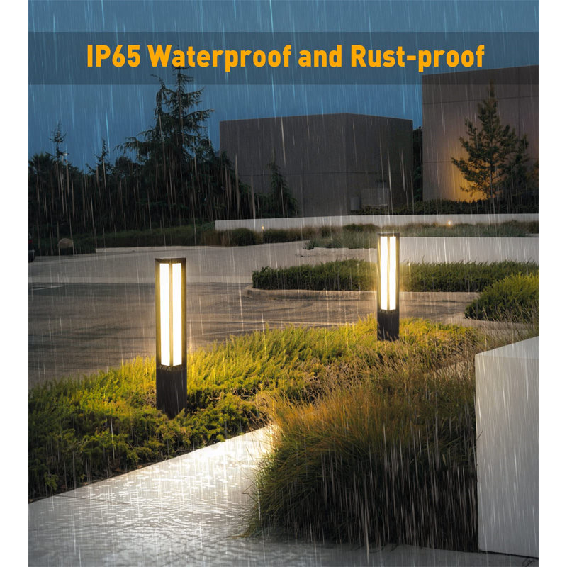 Modern Black Aluminum LED Pathway Light with Frosted Panel