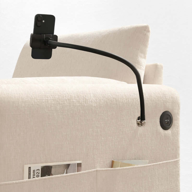 Fauteuil d'appoint rembourré avec repose-pieds avec rangement, Beige