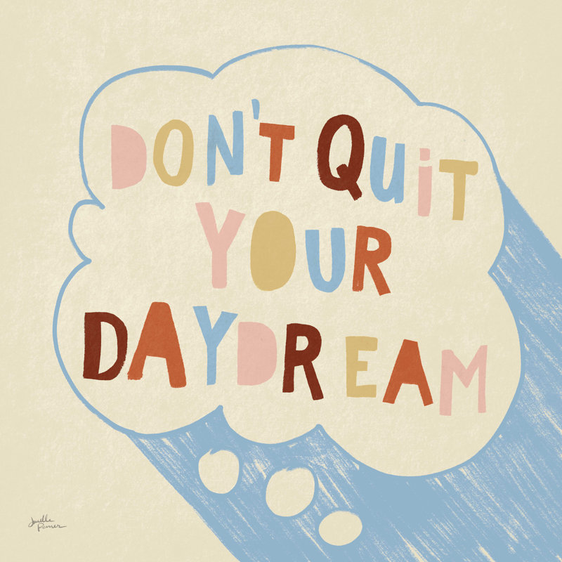 «Dont Quit I» - bleu, H 12 po x l 12 po, Pas de tapis, Toile tendue
