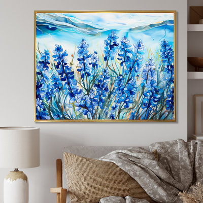 «Calming Blue Bonnets Floral Field II», impressions sur toile de champ de fleurs