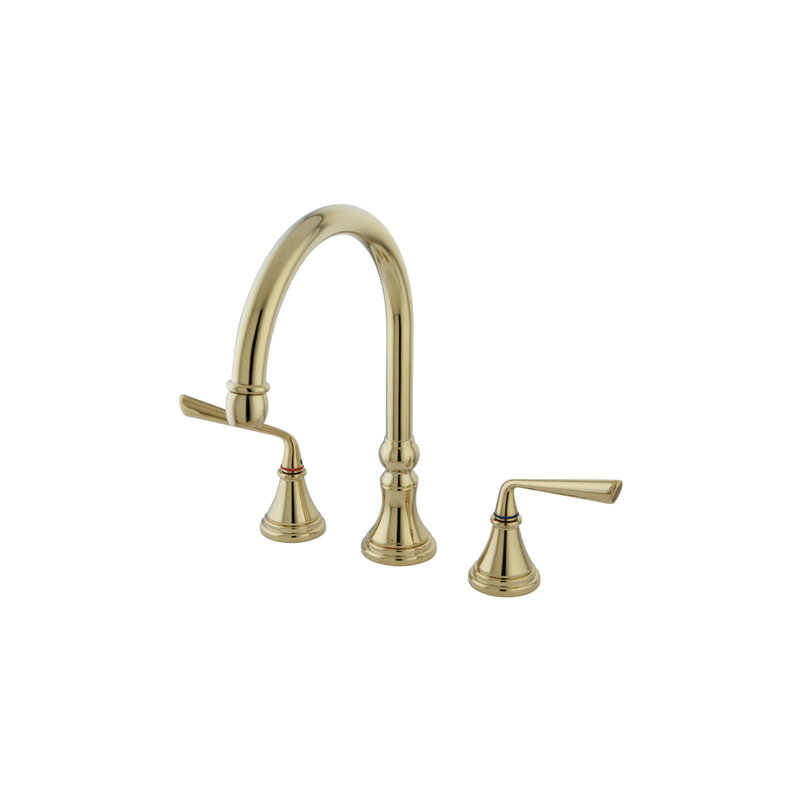 Copenhagen Double Handle Widespread Kitchen Faucet, Polished Brass