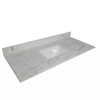 Montary Bathroom Vanity Top Stone Carrara  New Style Tops With Rectangle Undermount Ceramic Sink