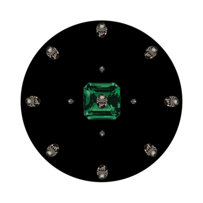 Asscher Purple Rain Vegan Leather Round Coasters, Black