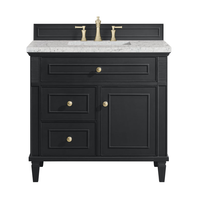 Lorelai 36'' W Single Vanity, Eternal Jasmine Pearl, Black Onyx, 8" Widespread