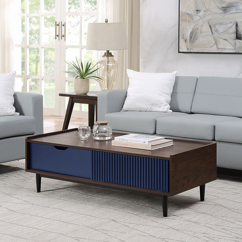 Table basse Duane, Brun foncé / bleu marine