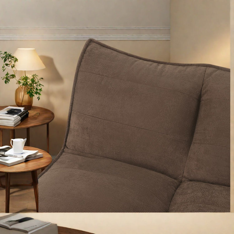Compression Sofas, Brown Corduroy Compact Modern Beanbag Couch for Home