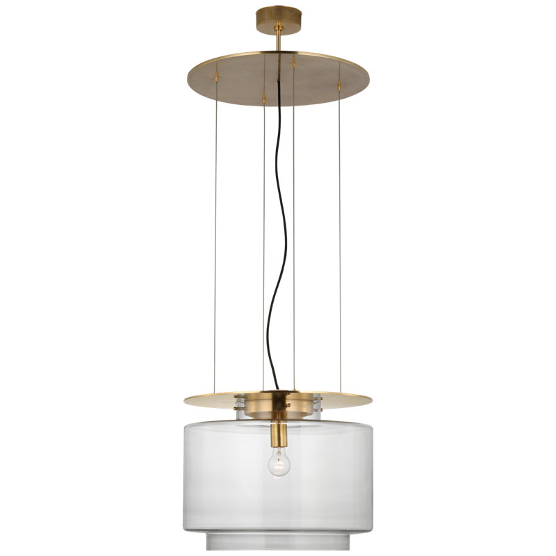 Elias 1 - Light Pendant by Ray Booth, Antique/Burnished Brass, Clear