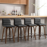 Swivel Upholstered Counter & Bar Stool With Solid Wood Frame and L-Shaped PU Leather Back