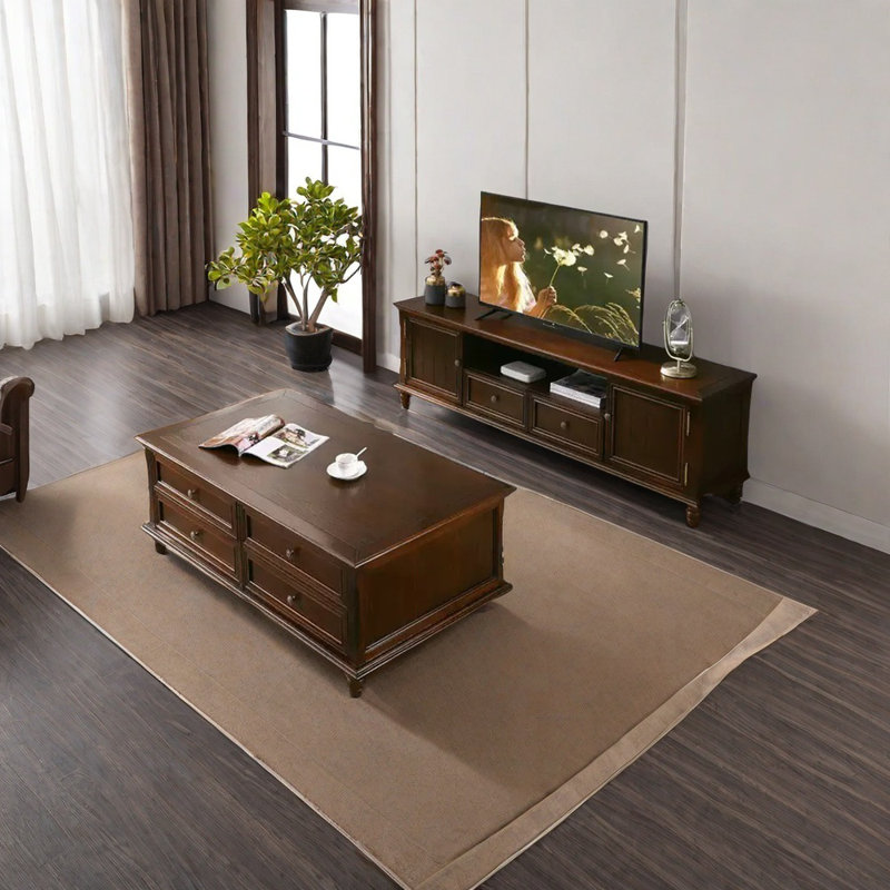 Solid wood TV stand and coffee table