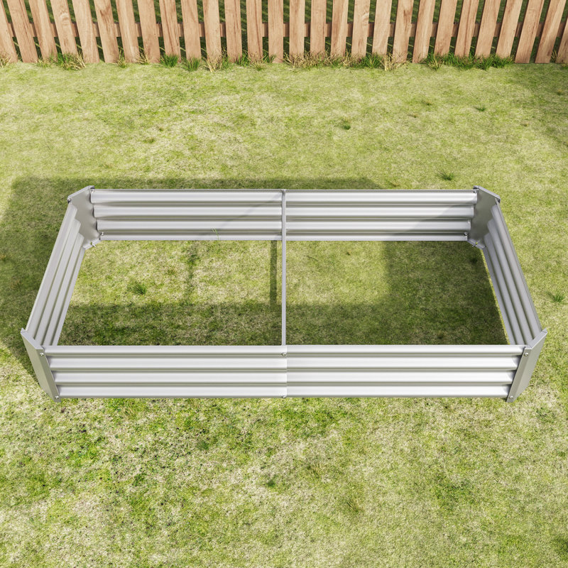 Raised Garden Bed Outdoor, 6×3×1Ft , Metal Raised  Rectangle Planter Beds For Plants, Vegetables, And Flowers, Silver