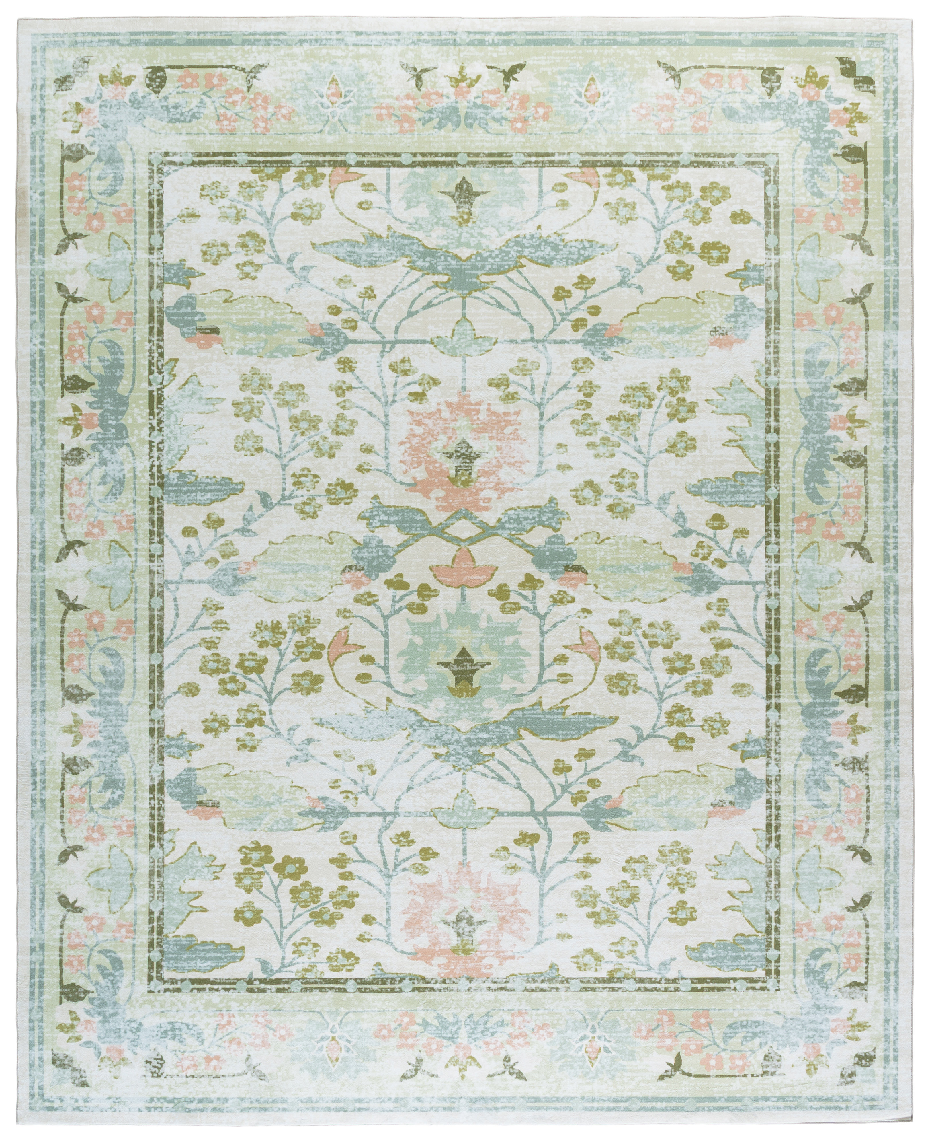 Martha Stewart Rugs Msrw 181 Performance Machine Washable Floral Rug ...