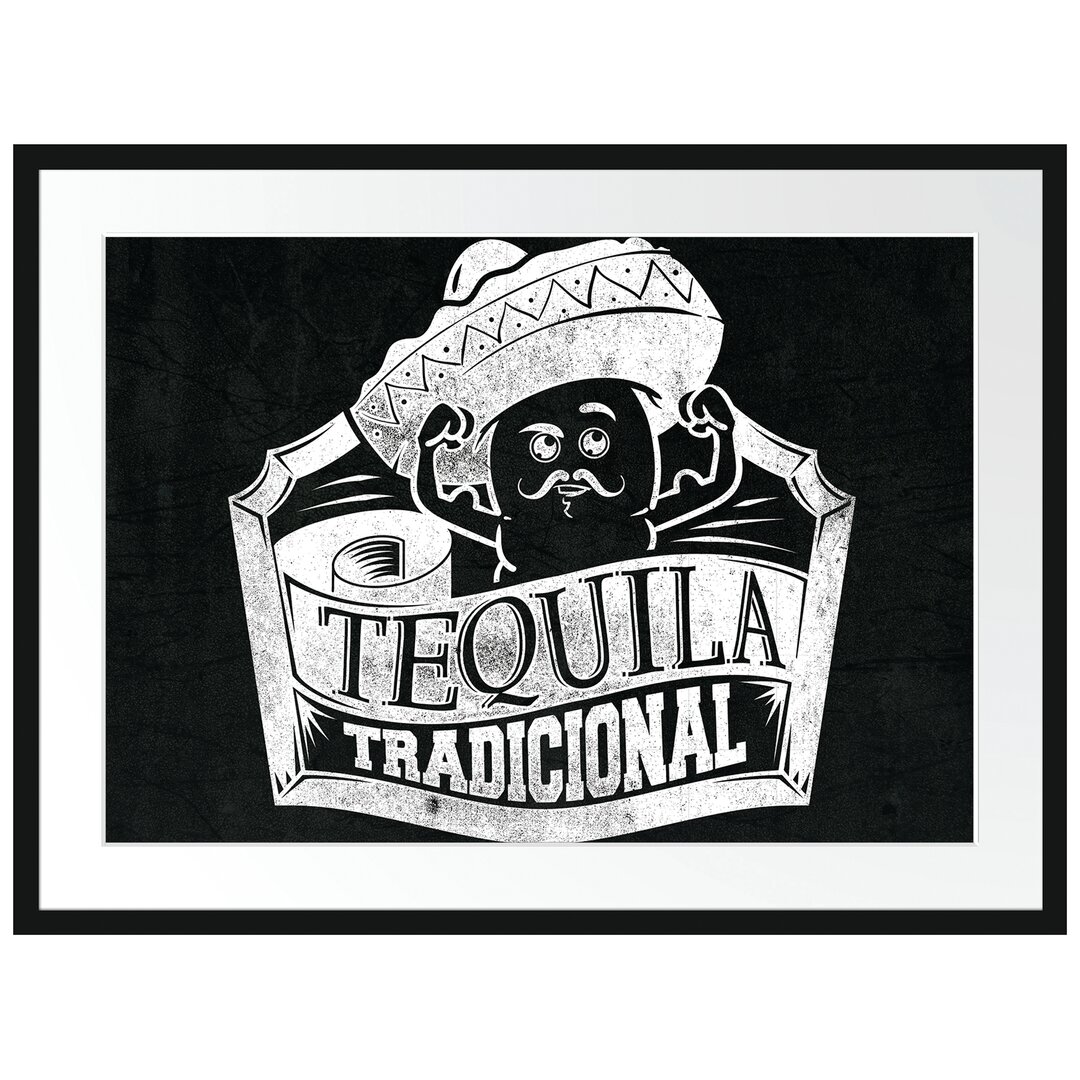 Gerahmtes Poster Tequila Tradicional Black