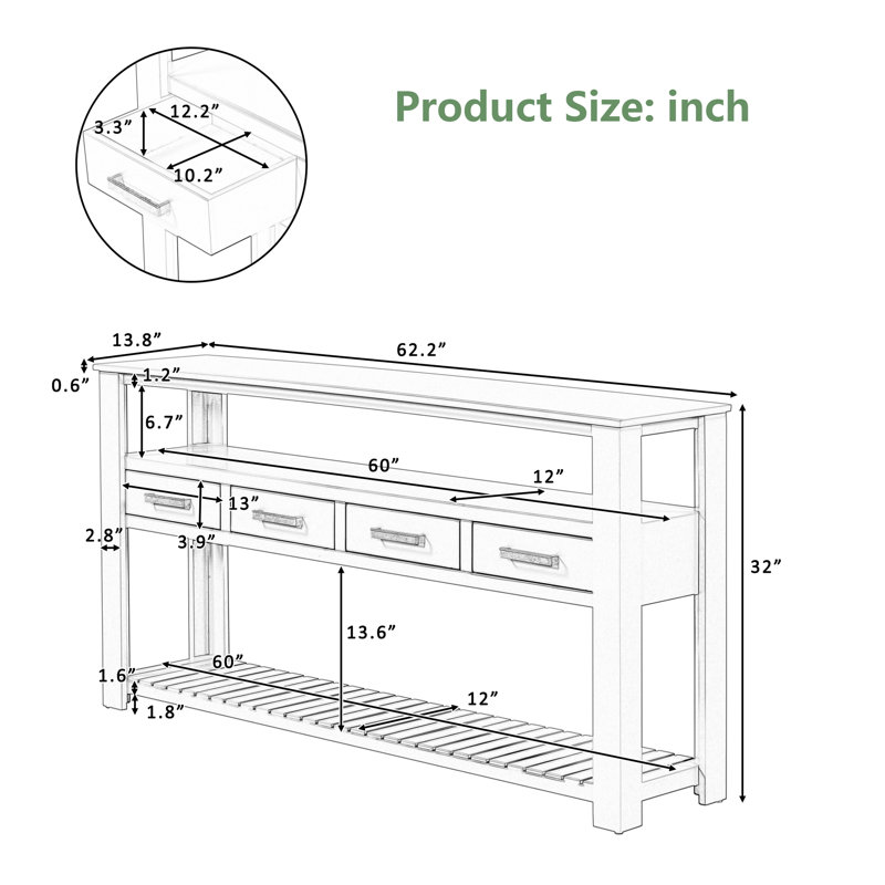 Jacori 62'' Console Table, Black