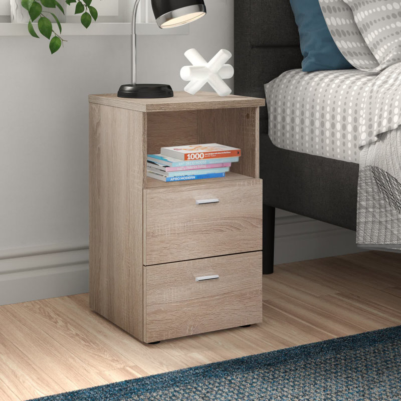 Gene 35cm W Manufactured Wood Bedside Table, Tan